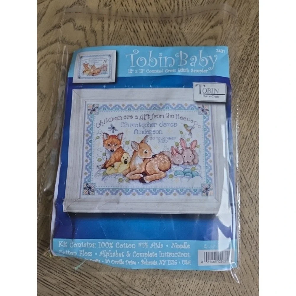 Design Works Crafts Counted Cross Stitch, Woodland Baby Sampler, 12 by 13 inches